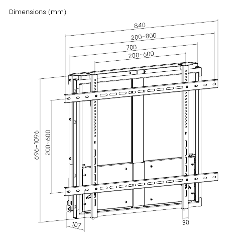 Height-Adjustable Wall Mount for 60” -100” Interactive Displays