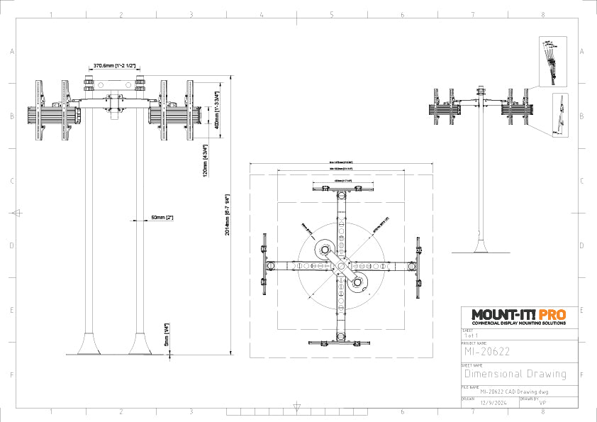 Quad-Screen Dual-Pole Floor Stand