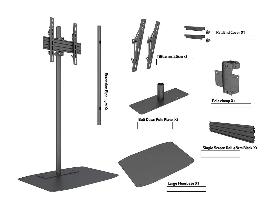 Single-Screen Dual-Pole Floor Stand with Wide Base