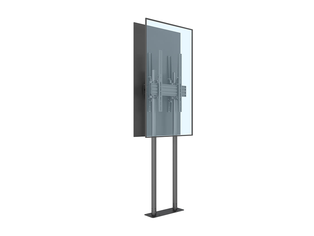 Dual-Screen Dual-Pole Floor Stand with Bolt-Down Base for 65-Inch Displays