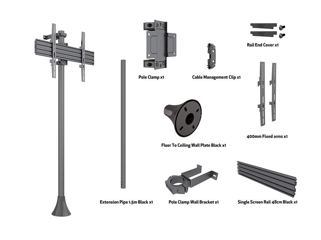 Single Screen Floor-to-Wall Mount