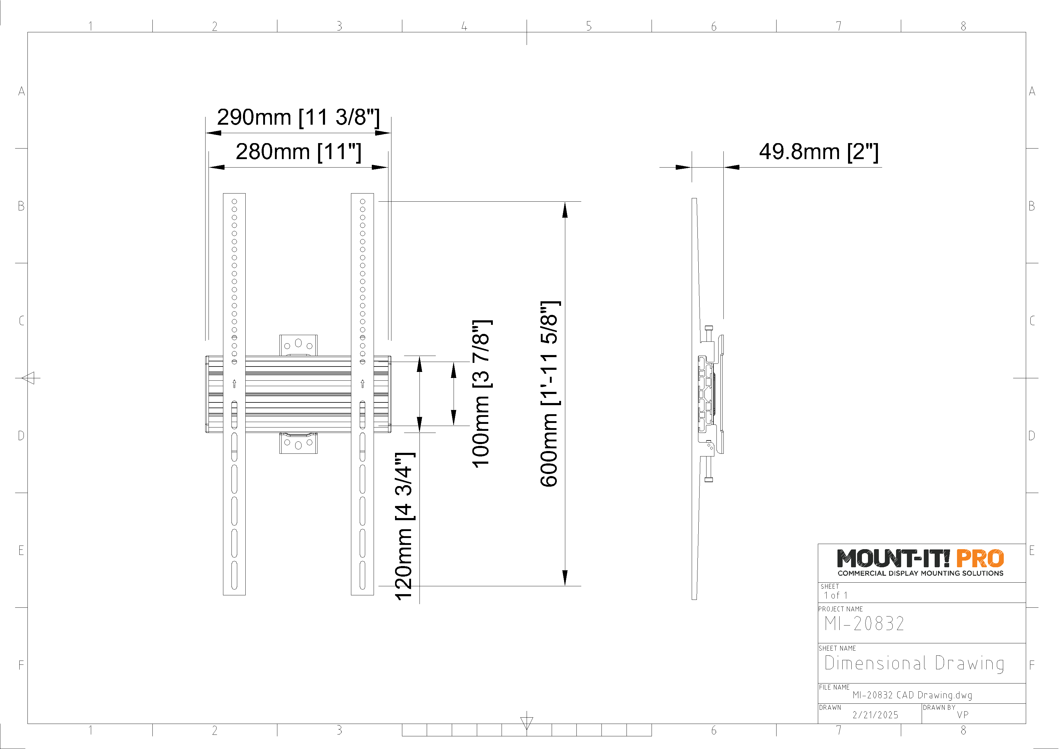 XL Widescreen Portrait Wall Mount