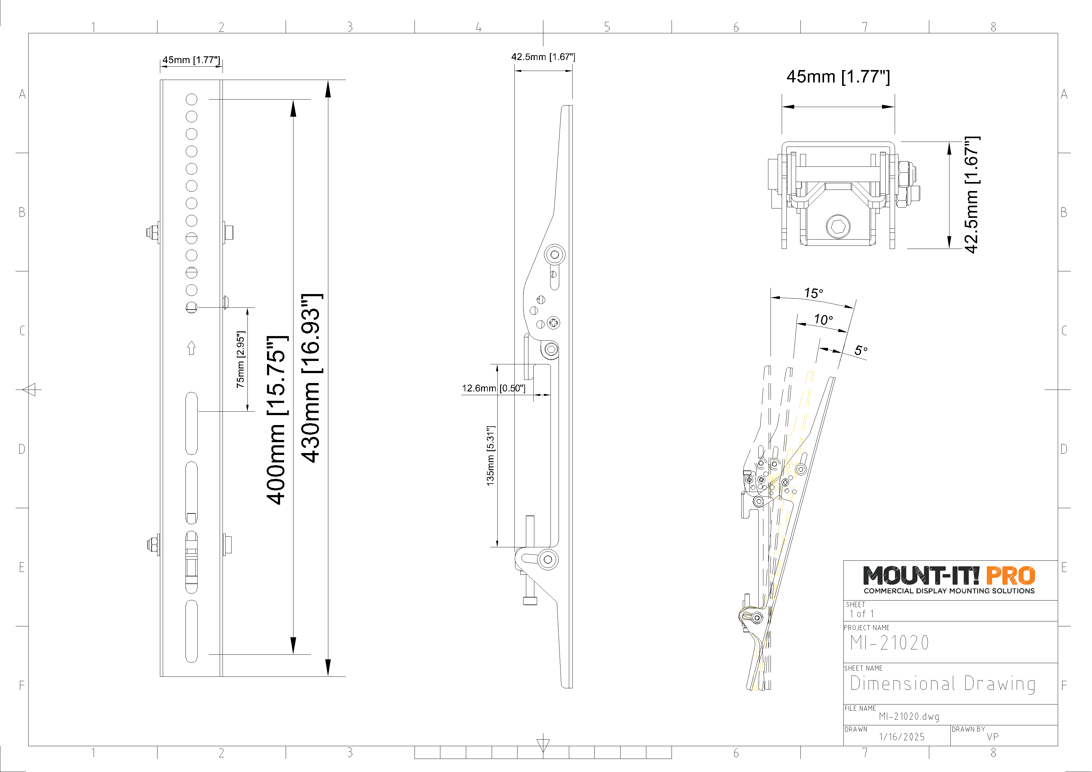 Tilt Brackets (+15° / -6°, 400mm, 15.75")