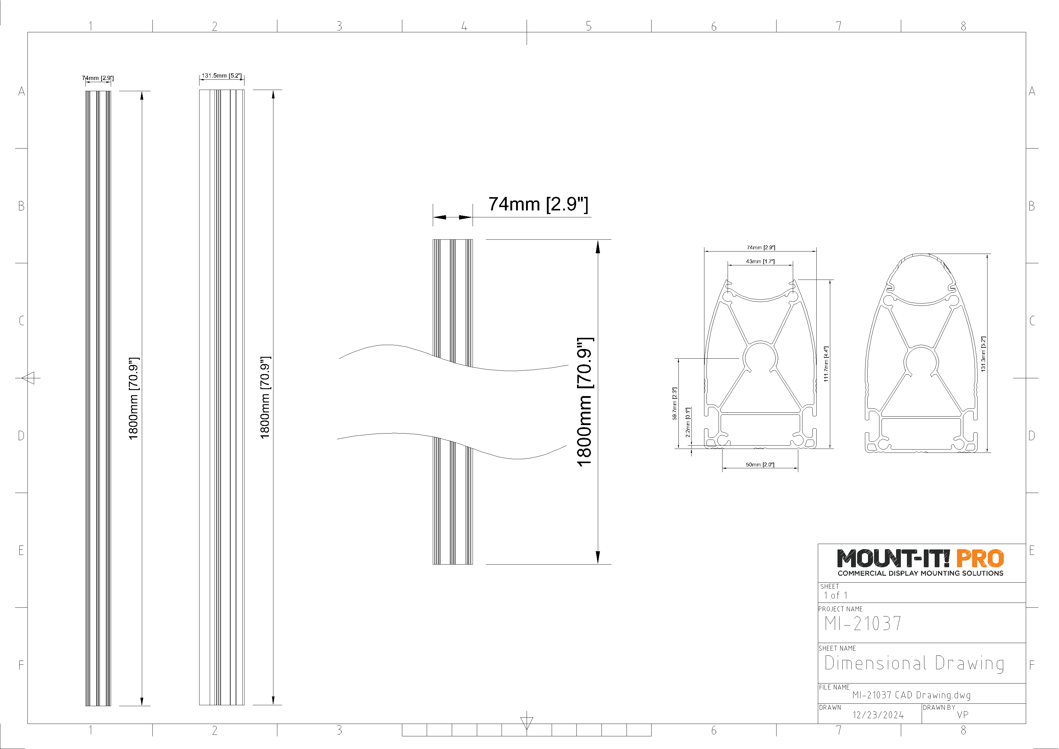 Vertical Pillar (1800mm, 70.9")