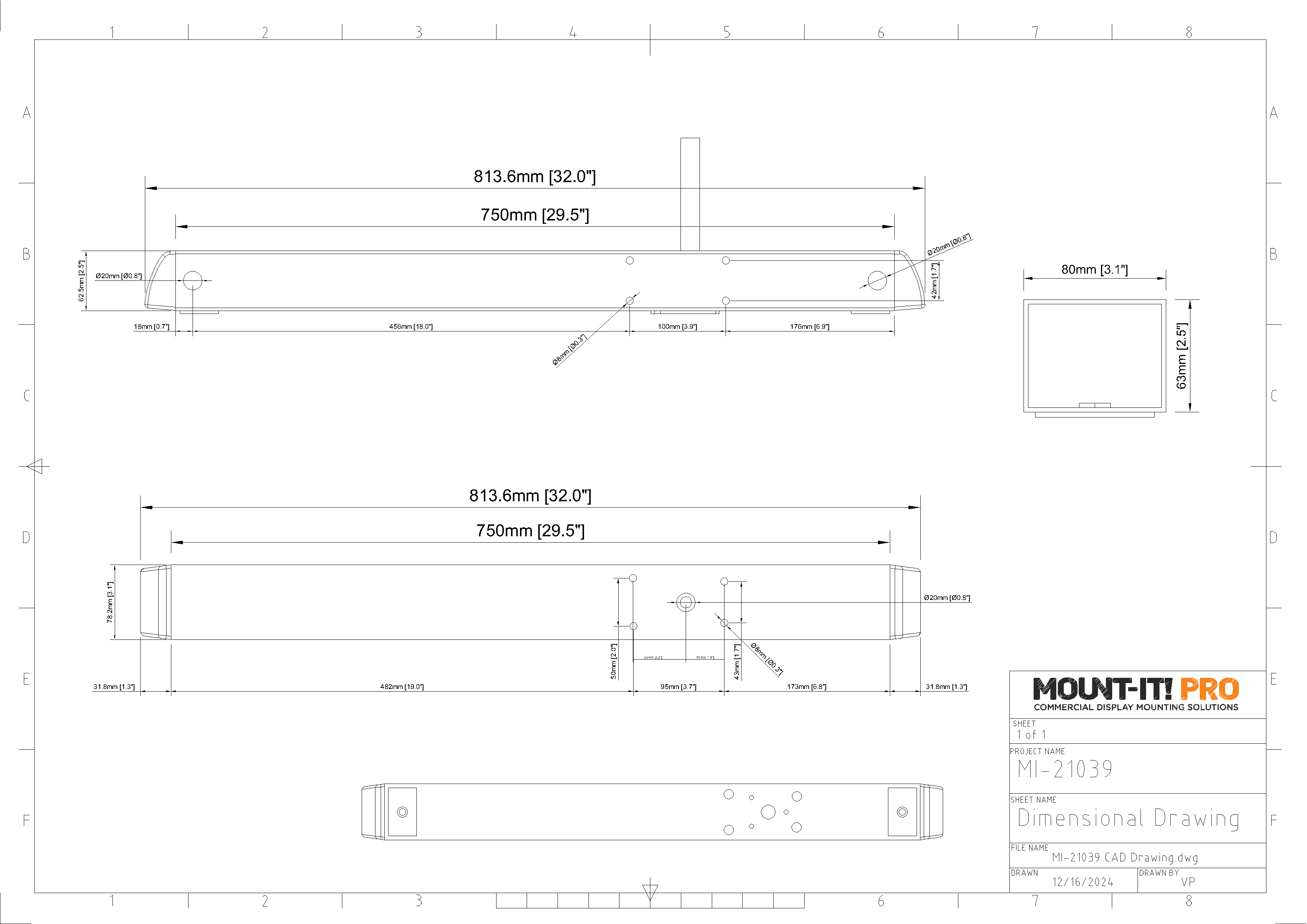 Leg for Vertical Pillar (750mm, 29.5")