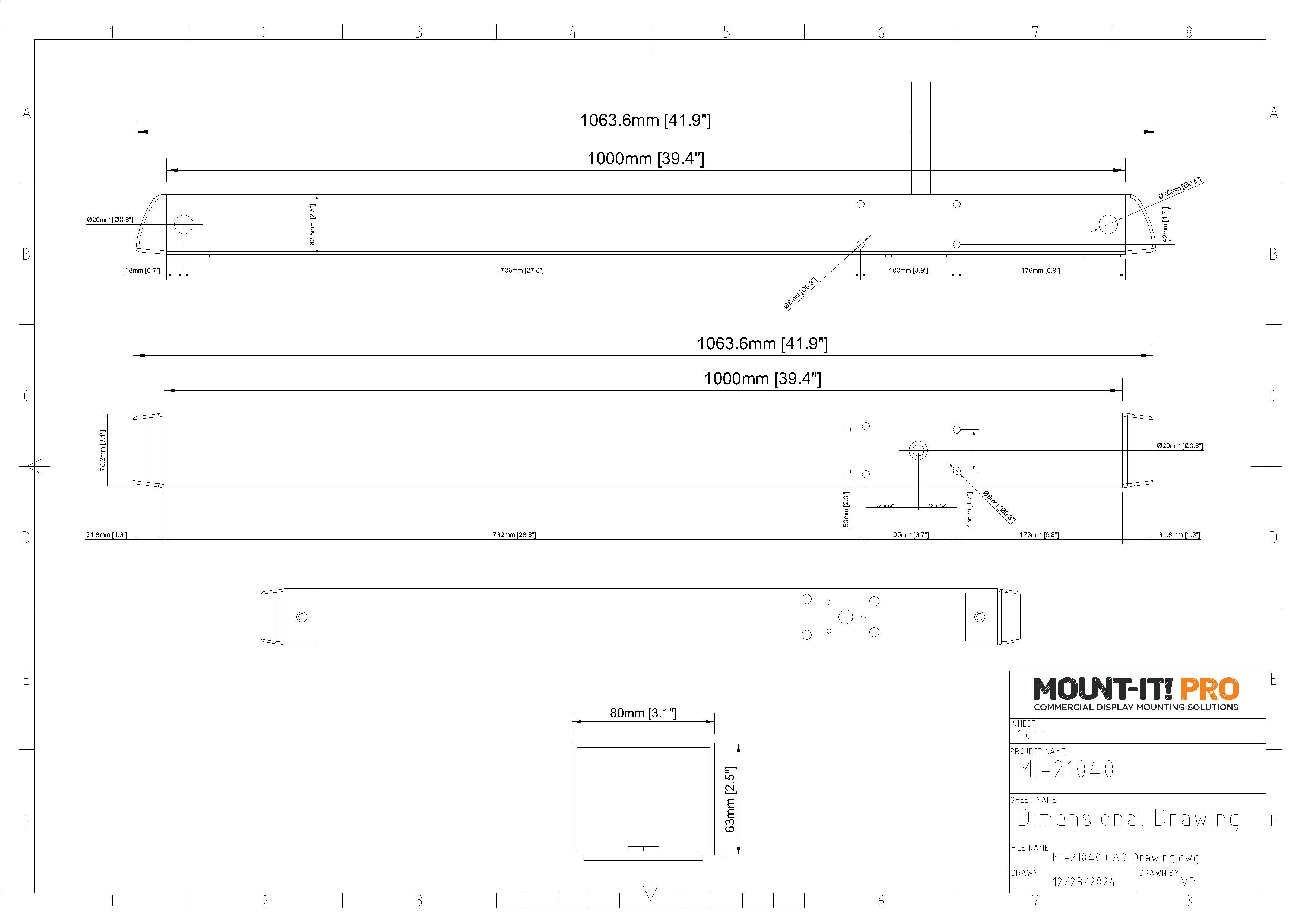 Leg for Vertical Pillar (1000mm, 39.4")