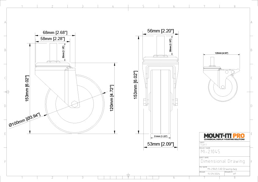 Rolling Casters (4", 2pcs/set)