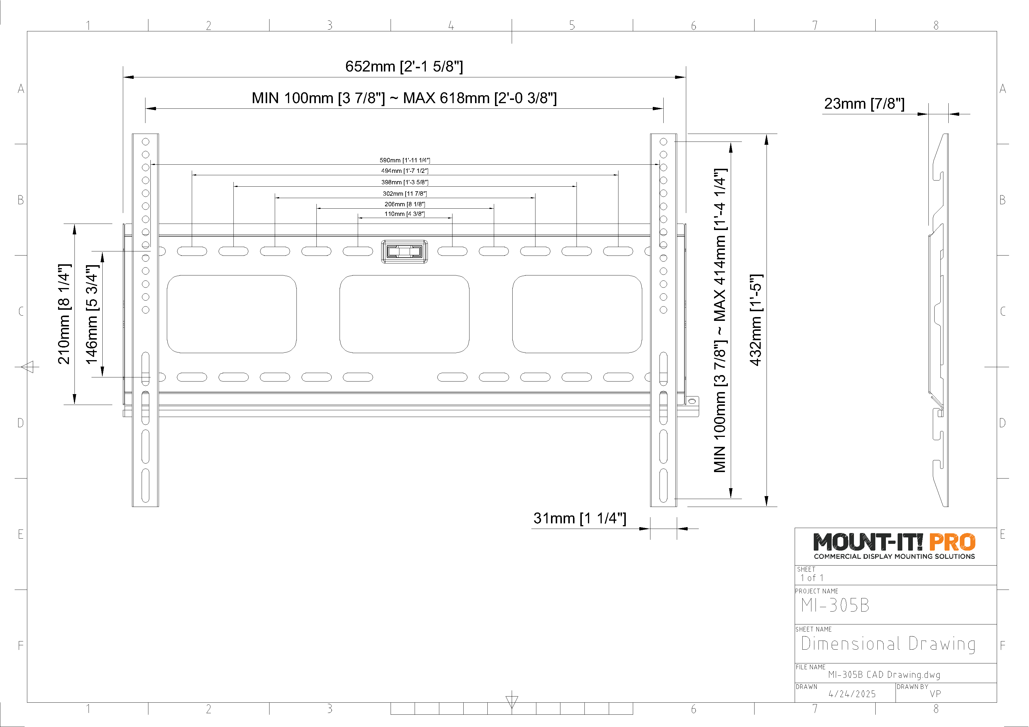 Low-Profile Fixed Wall Mount ADA Compliant