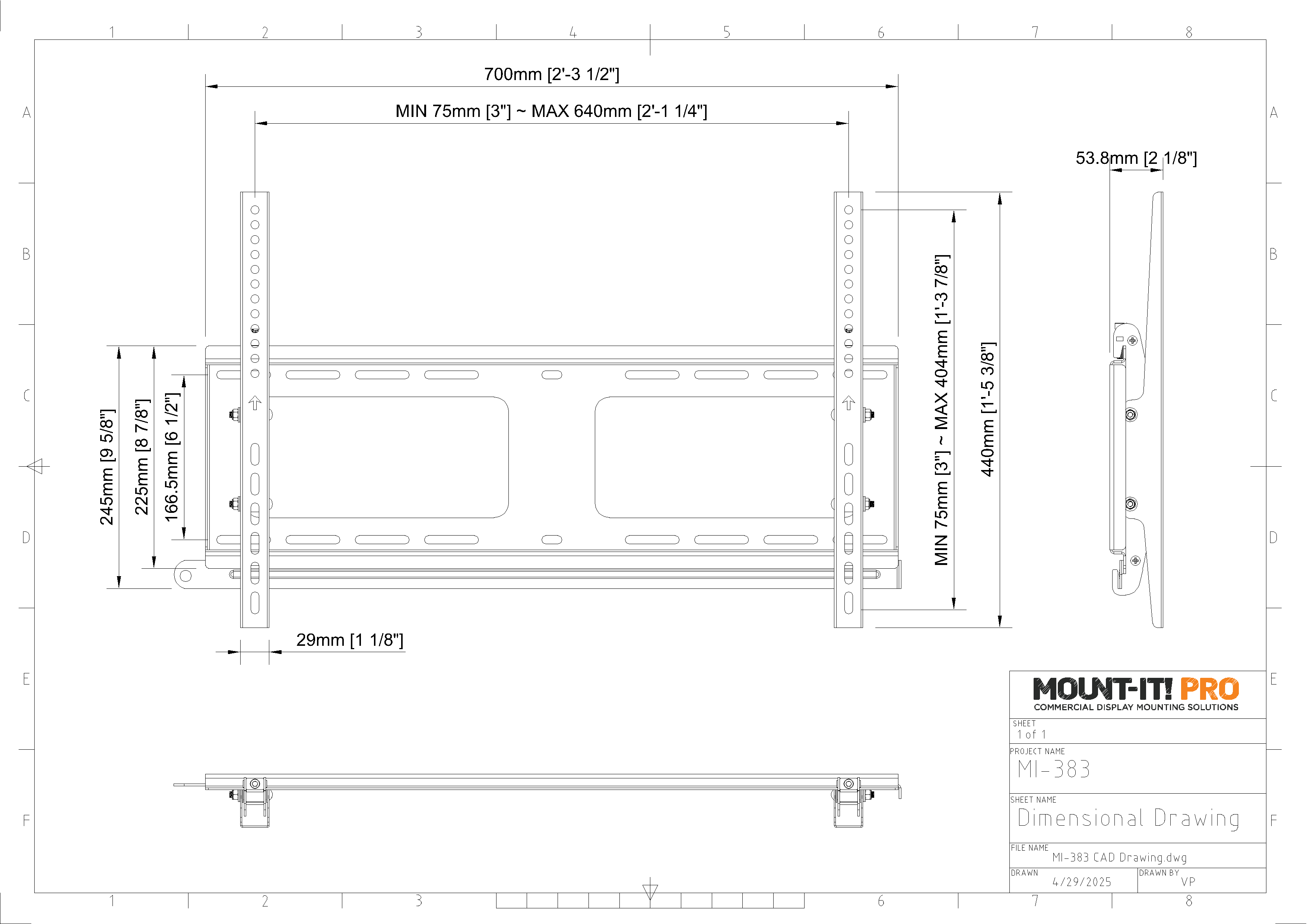 Weatherproof Outdoor Tilting Wall Mount ADA Compliant