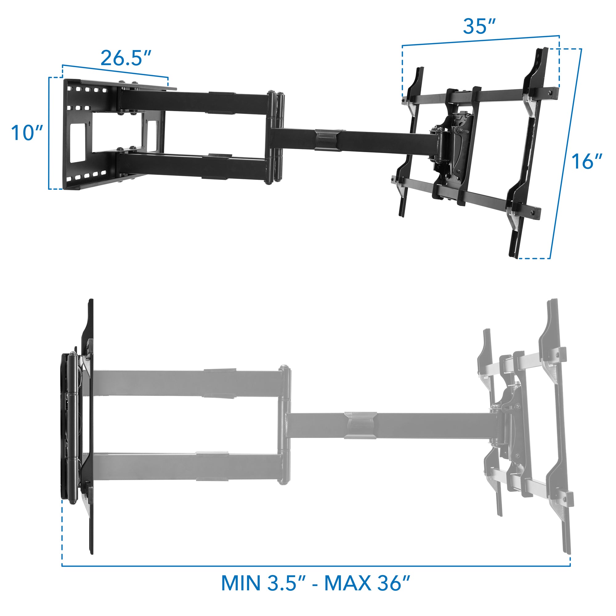 Heavy-Duty Dual-Arm Articulating Wall Mount with Long Extension