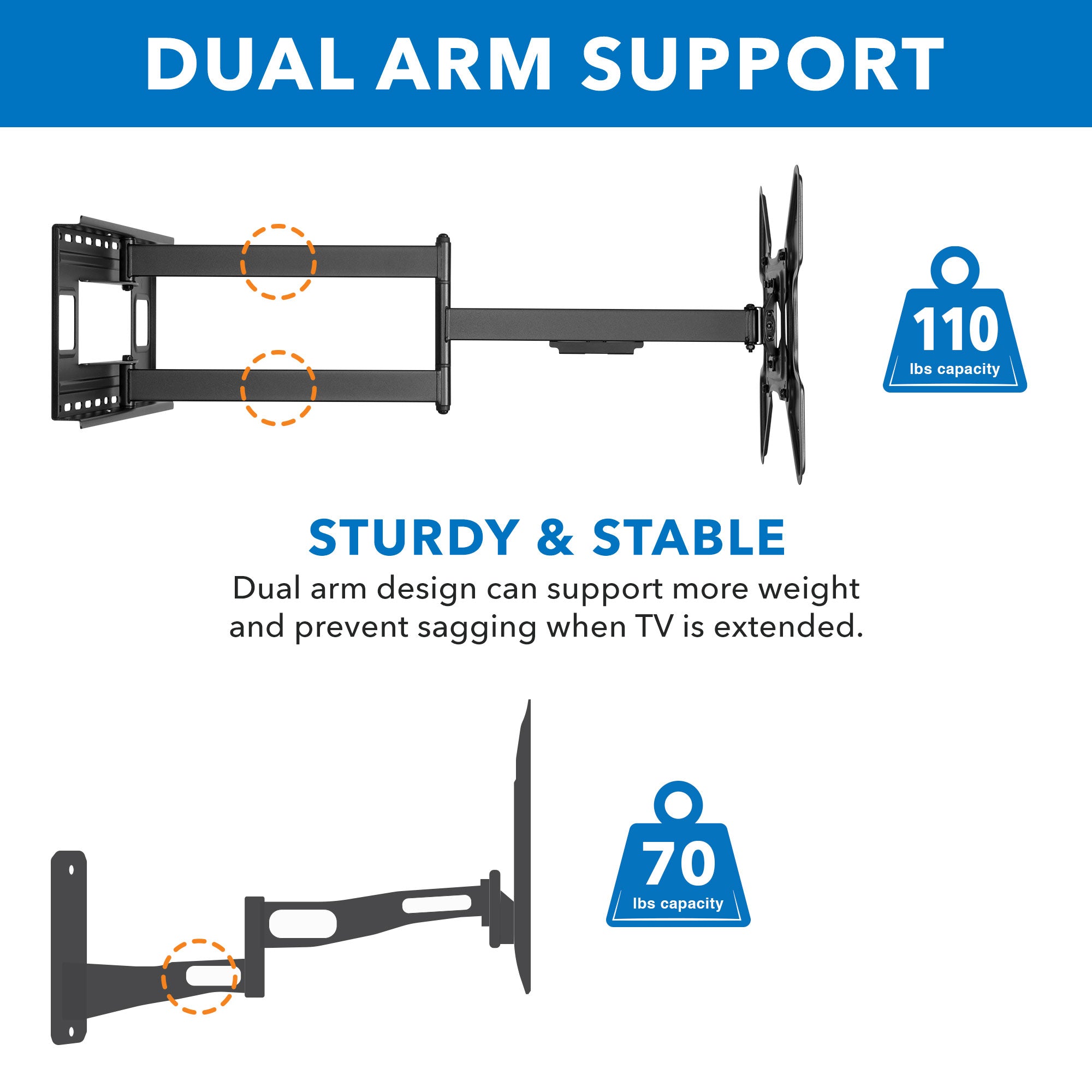 Articulating Wall Mount with 40-inch Extension