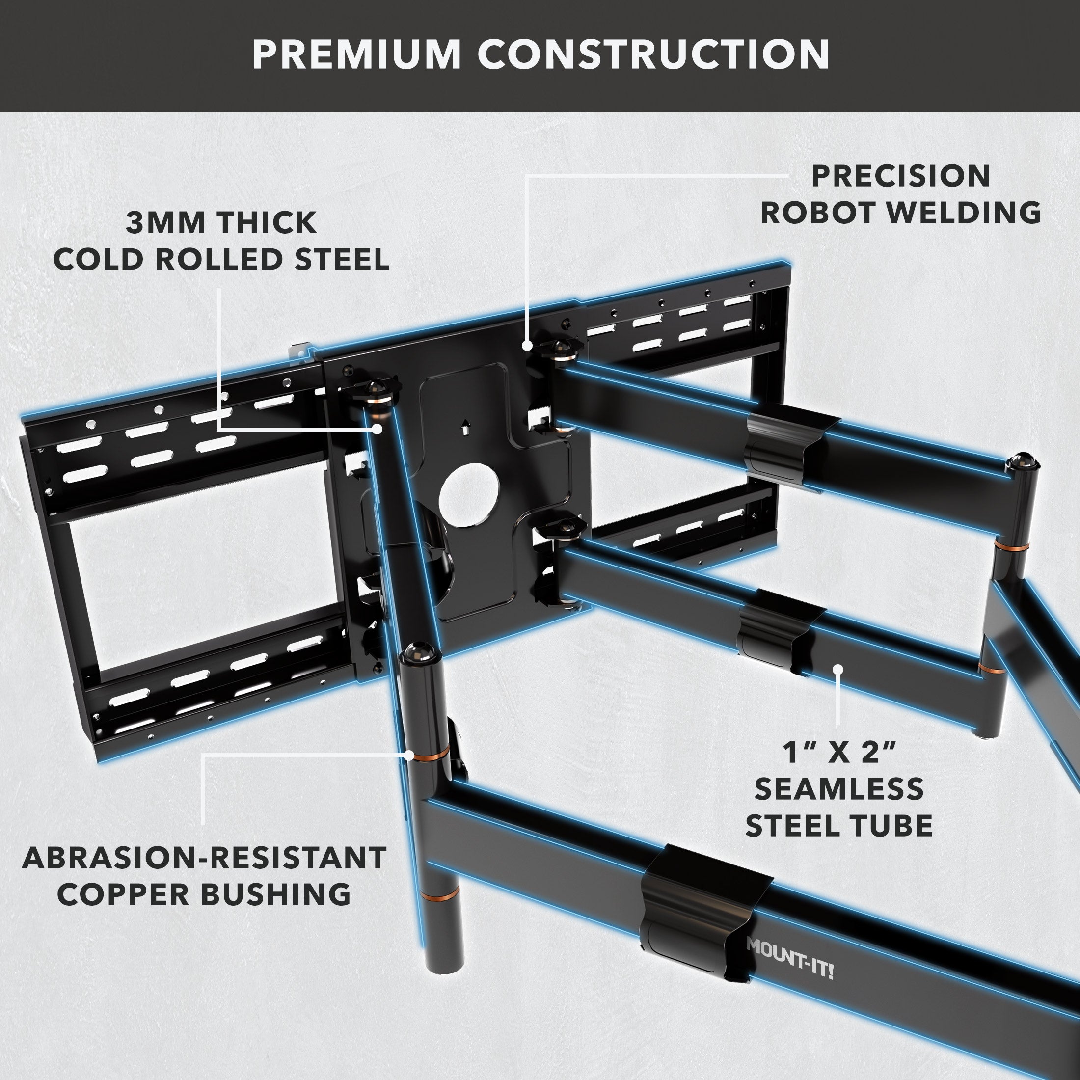 The BEAST Heavy-Duty Dual-Arm Articulating Wall Mount with Extra-Long Extension