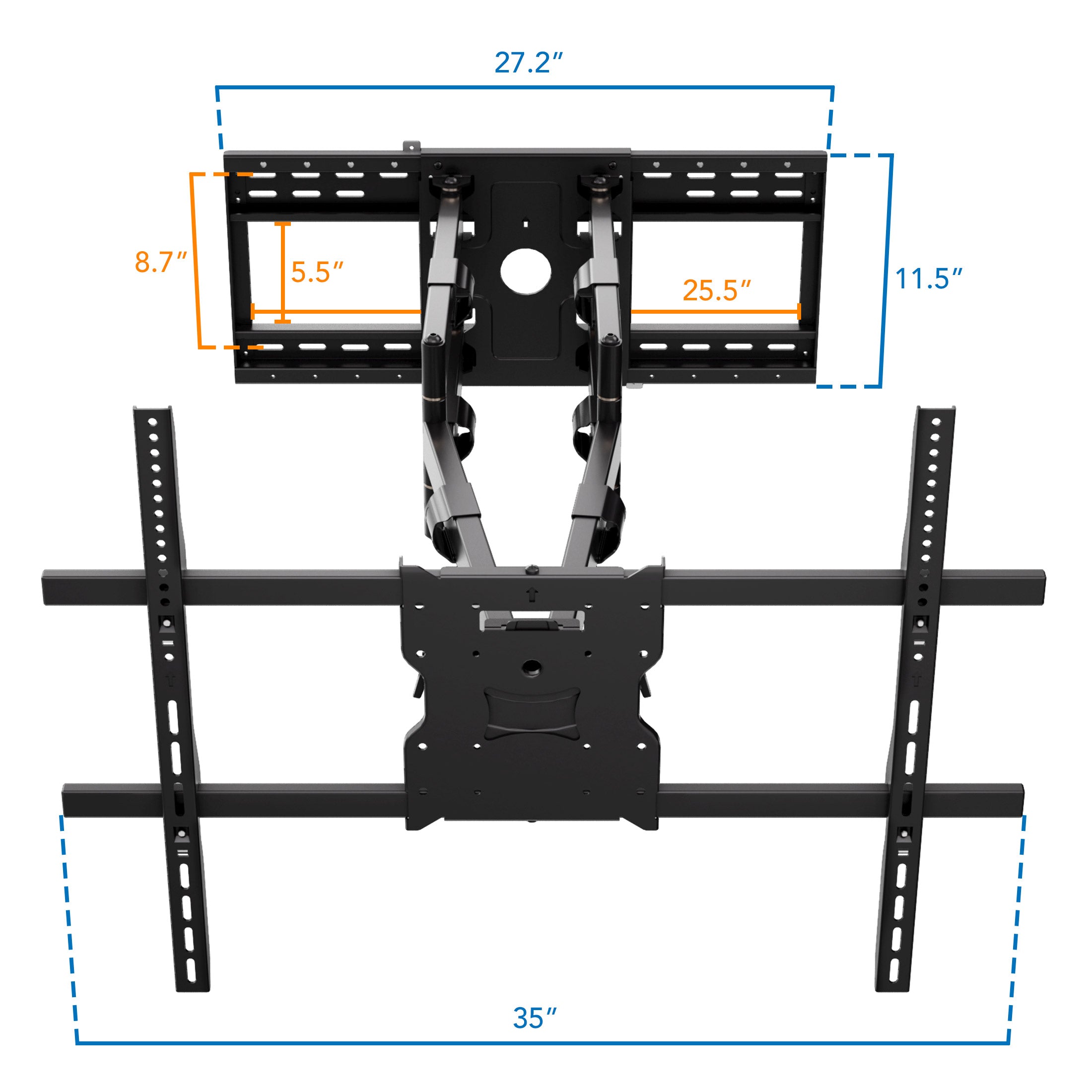 The BEAST Heavy-Duty Dual-Arm Articulating Wall Mount with Extra-Long Extension