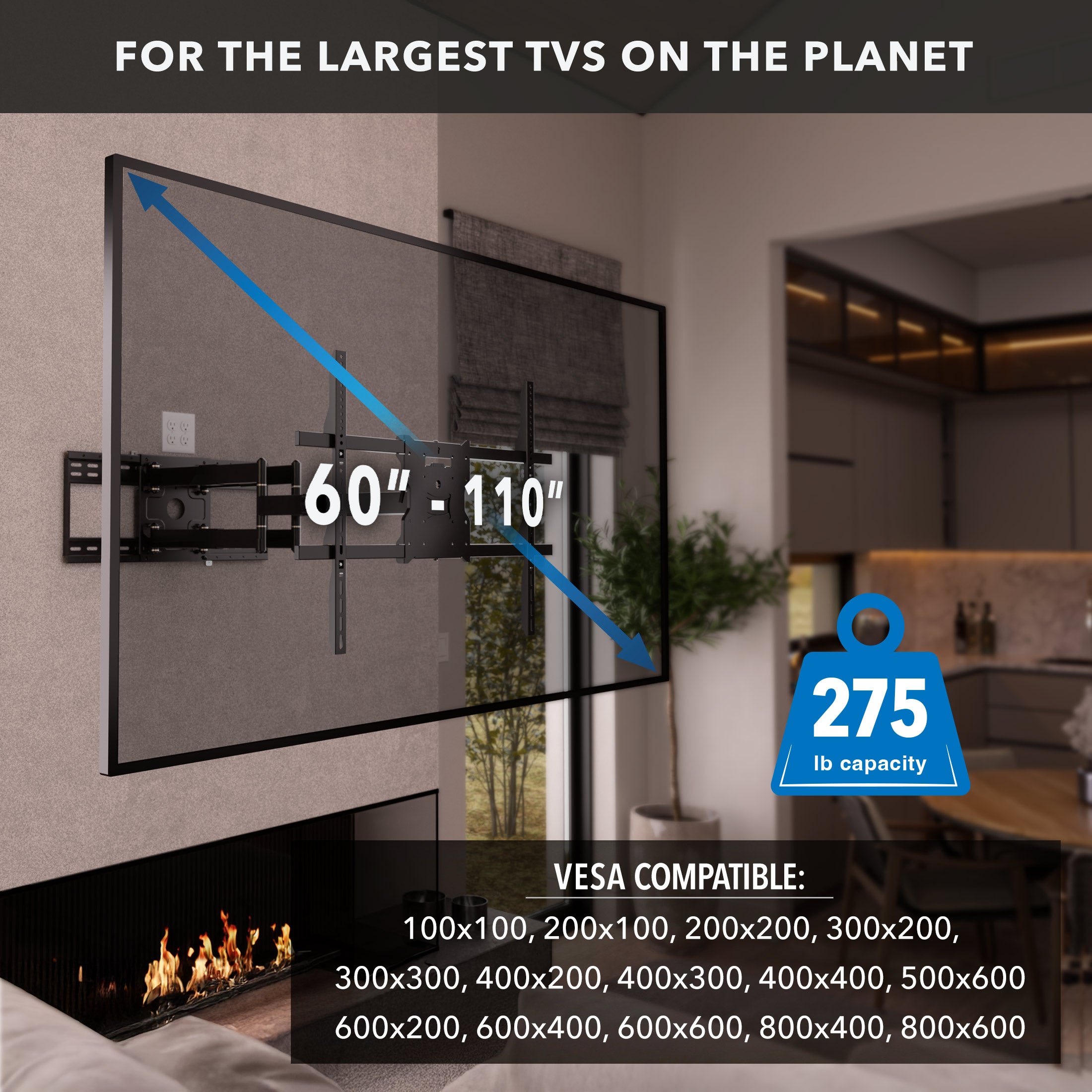 The BEAST Heavy-Duty Dual-Arm Articulating Wall Mount with Extra-Long Extension