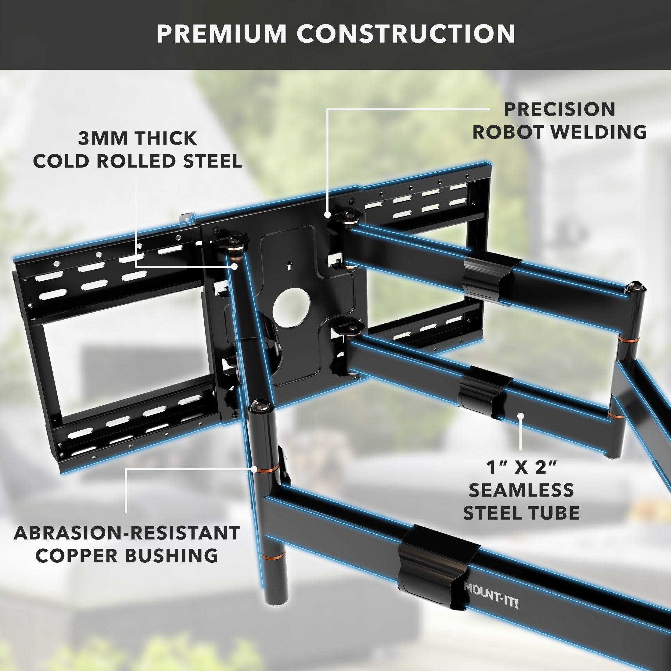 The BEAST Weatherproof Heavy-Duty Dual-Arm Articulating Wall Mount with Extra-Long Extension