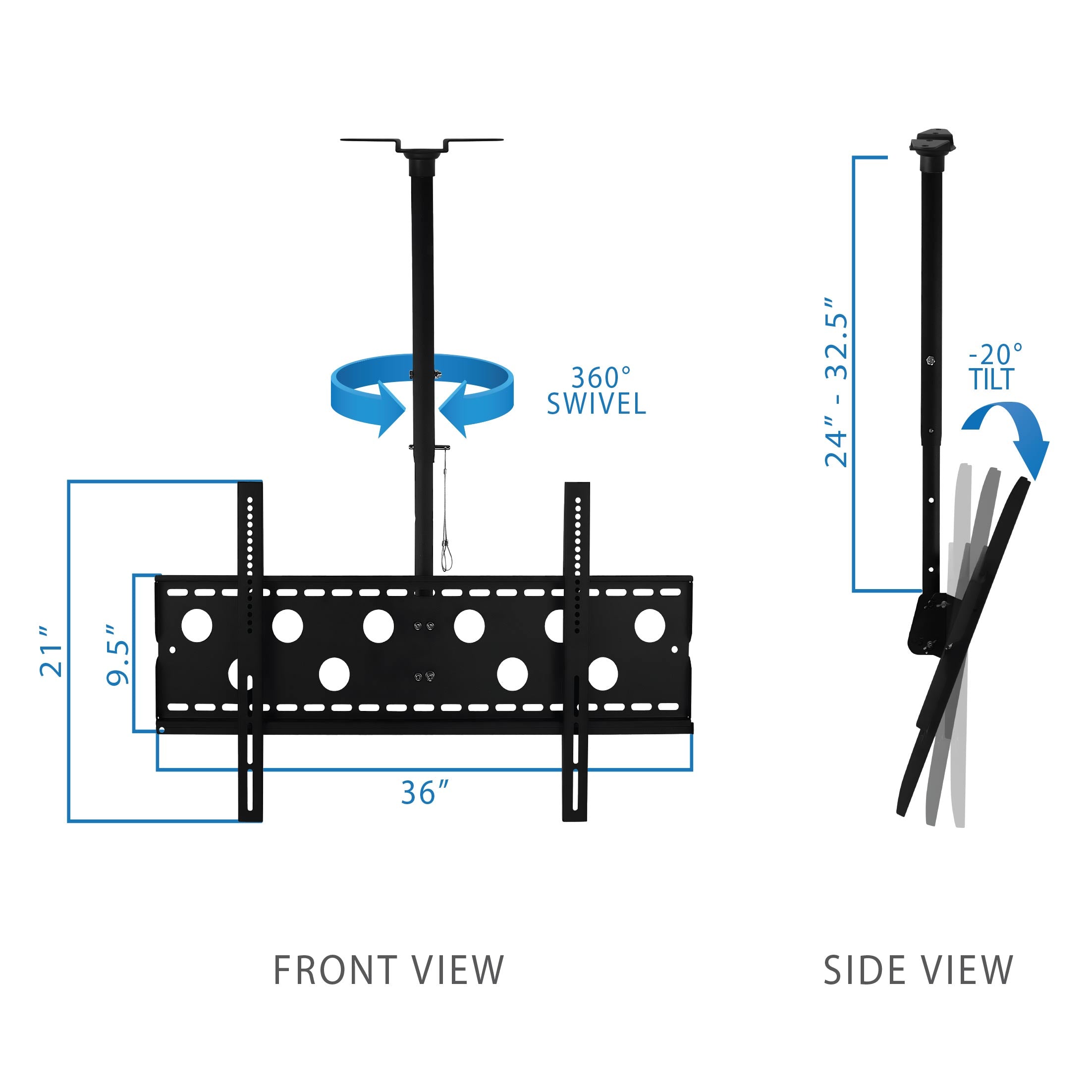 Height-Adjustable Ceiling Mount for 42-90” Displays