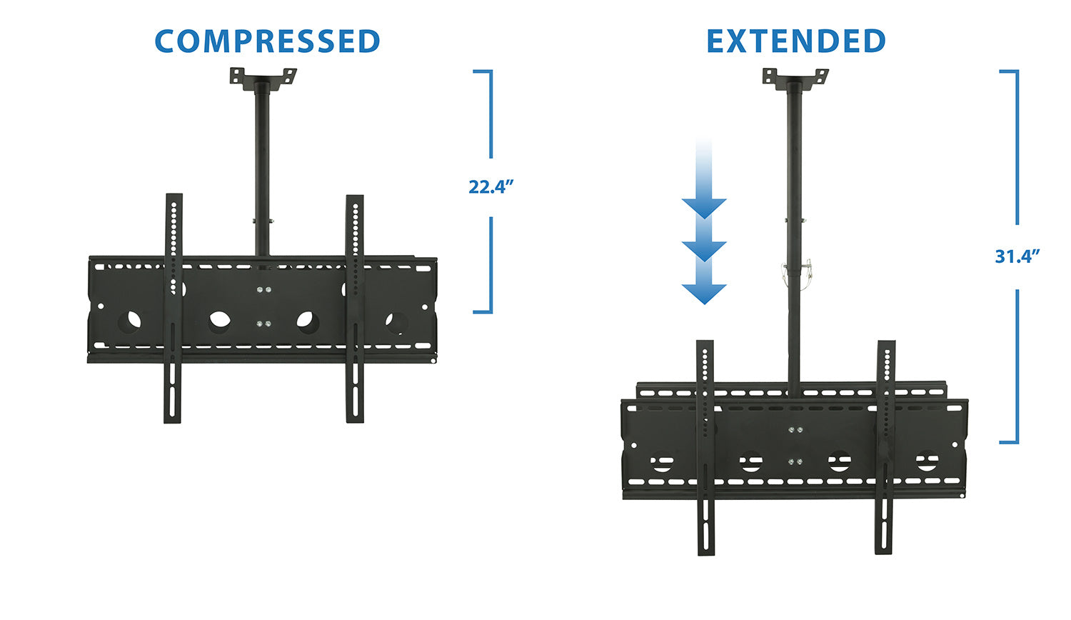 Height-Adjustable Back-to-Back Ceiling Mount for 32-75” Displays