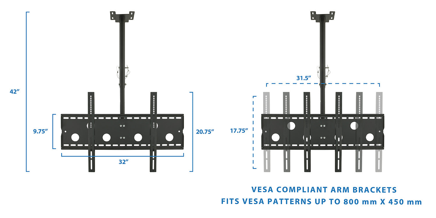 Height-Adjustable Back-to-Back Ceiling Mount for 32-75” Displays