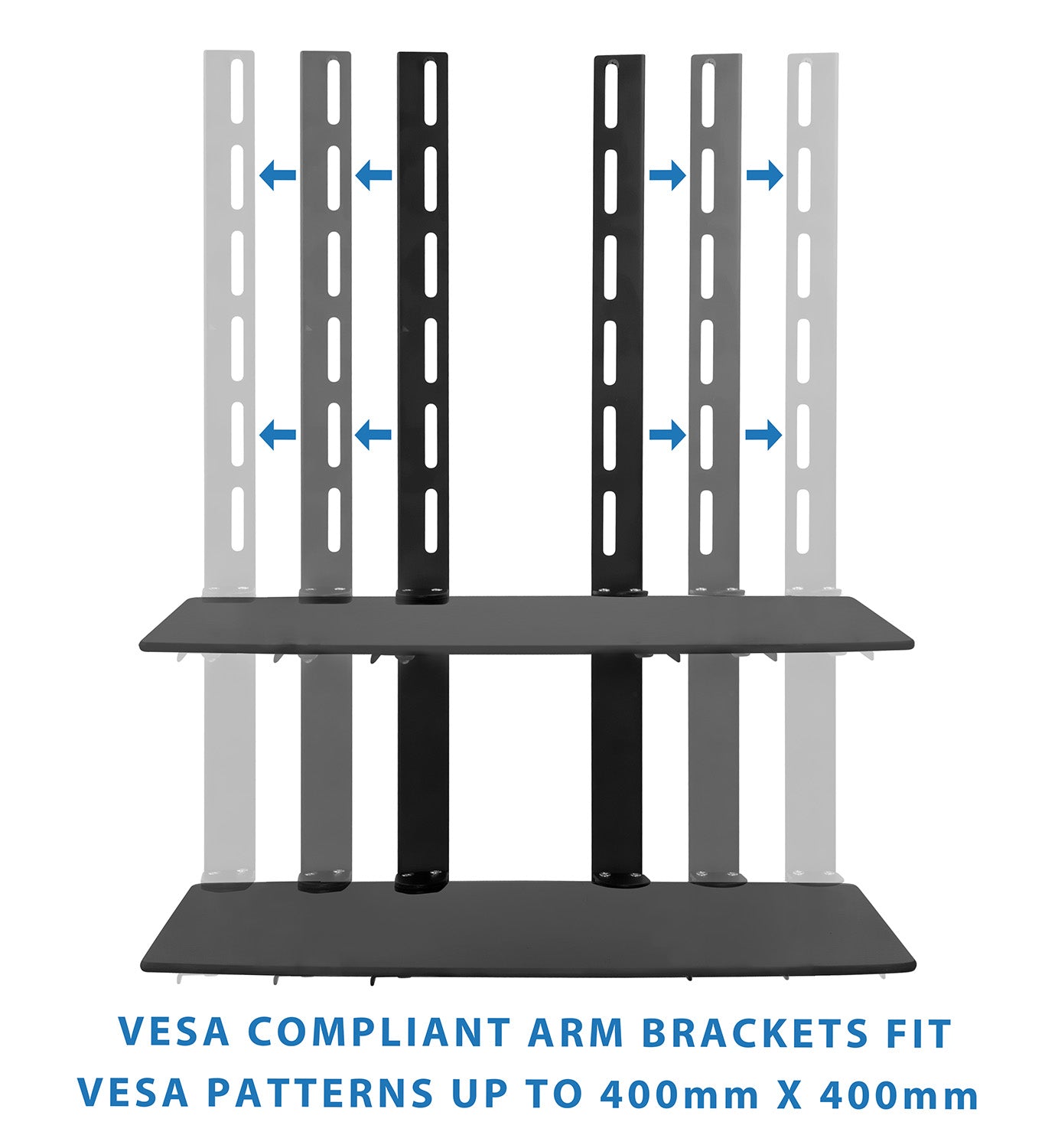 AV Component Shelf For Wall Mounted Displays - 2 Shelves