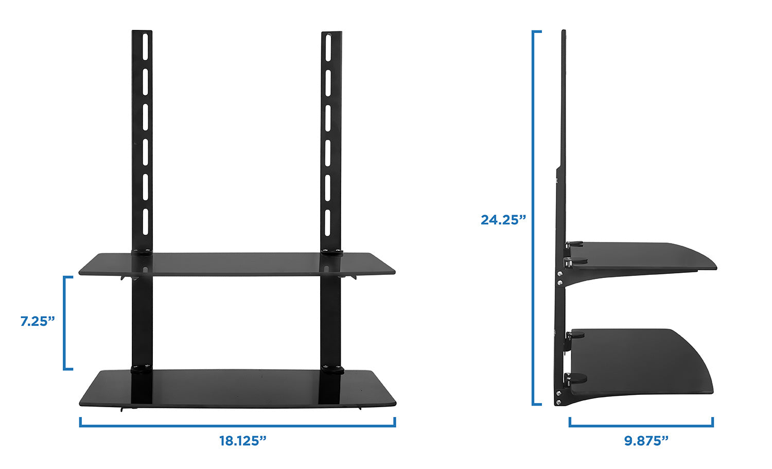 AV Component Shelf For Wall Mounted Displays - 2 Shelves