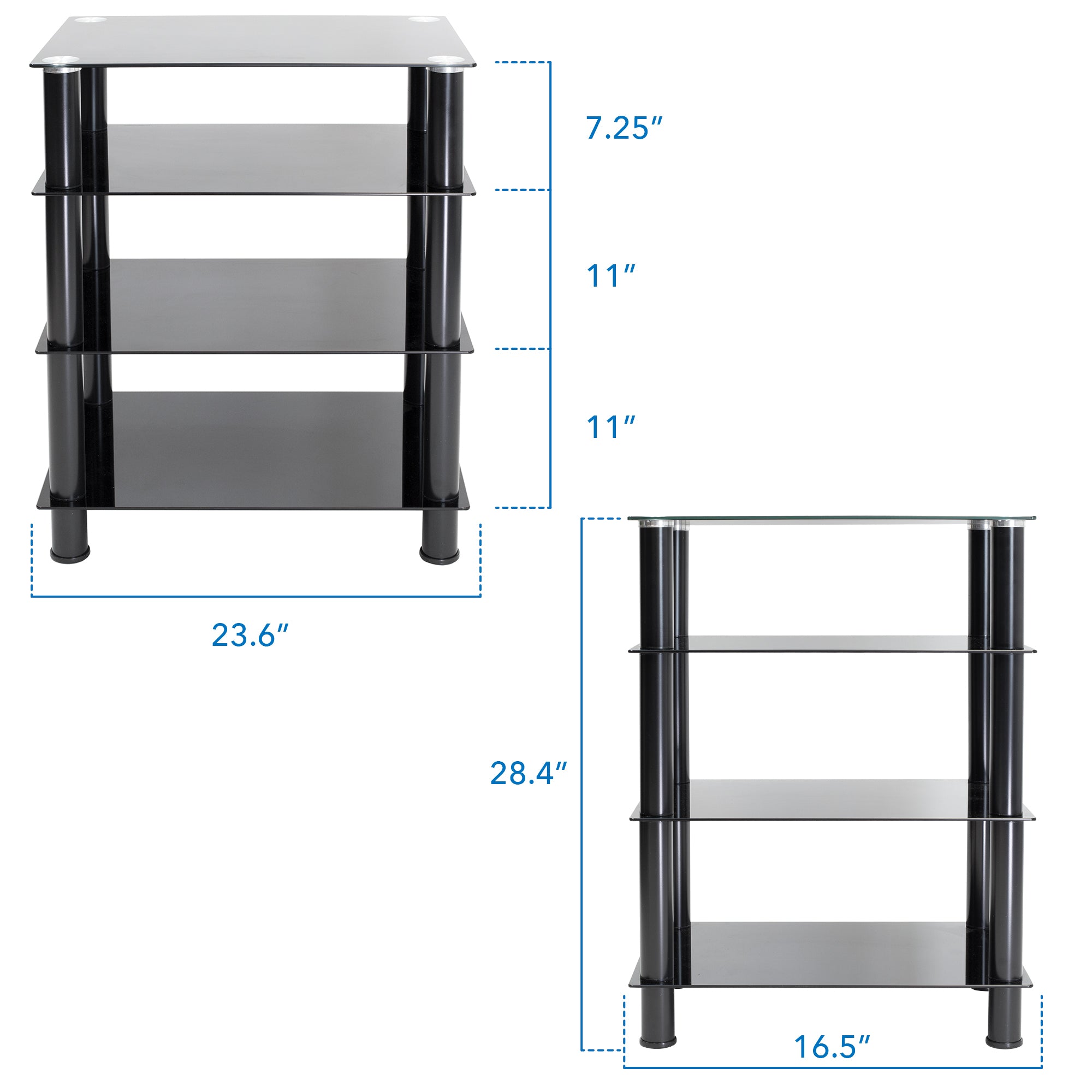 Four-Tiered Glass AV Media Stand