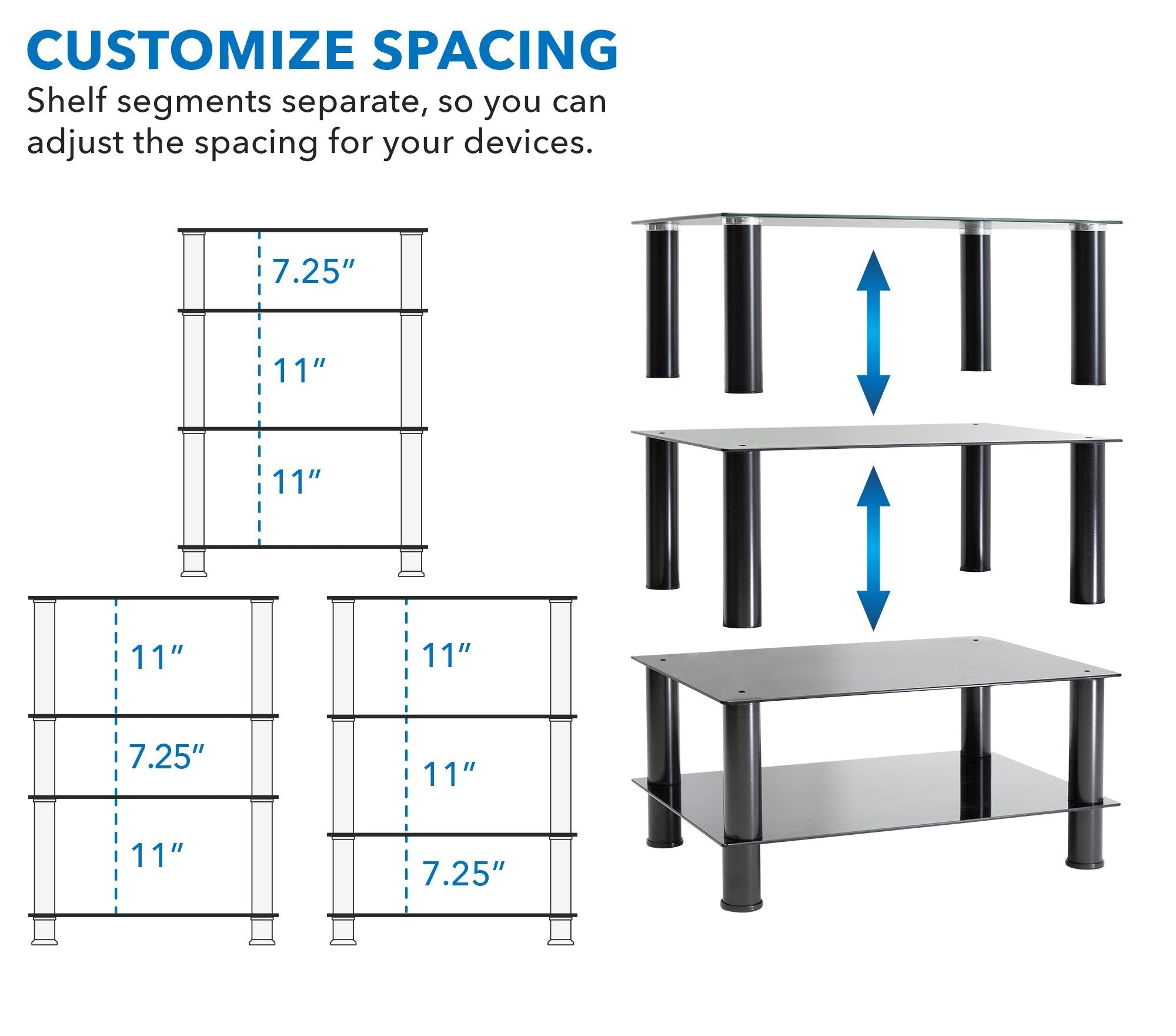 Four-Tiered Glass AV Media Stand