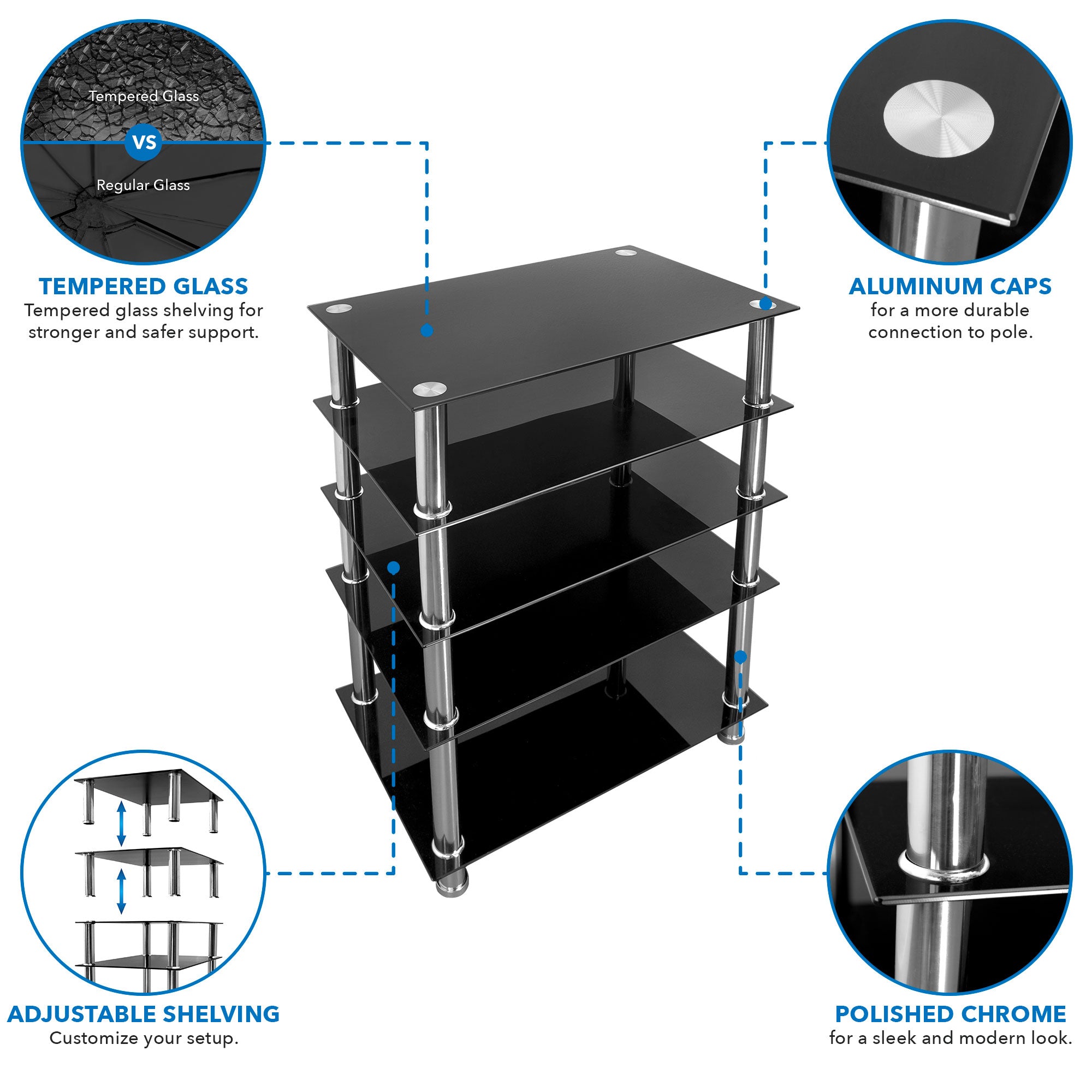 A/V Five-Tier Media Component Shelves