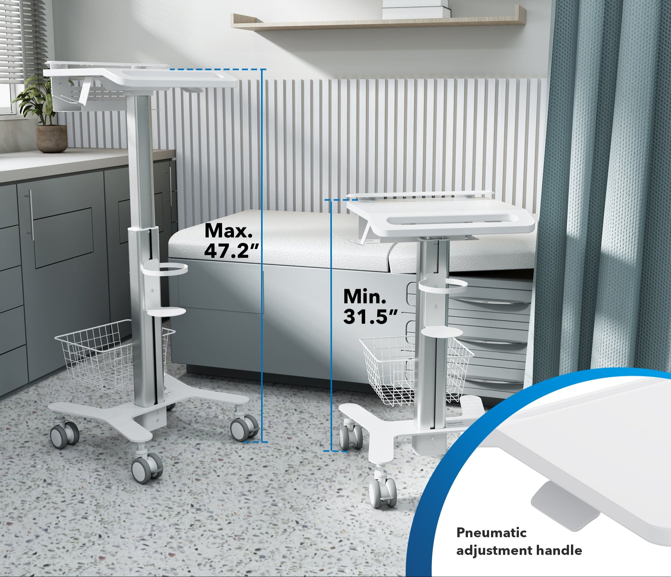 MedHub Height Adjustable Laptop Cart with Security Bar