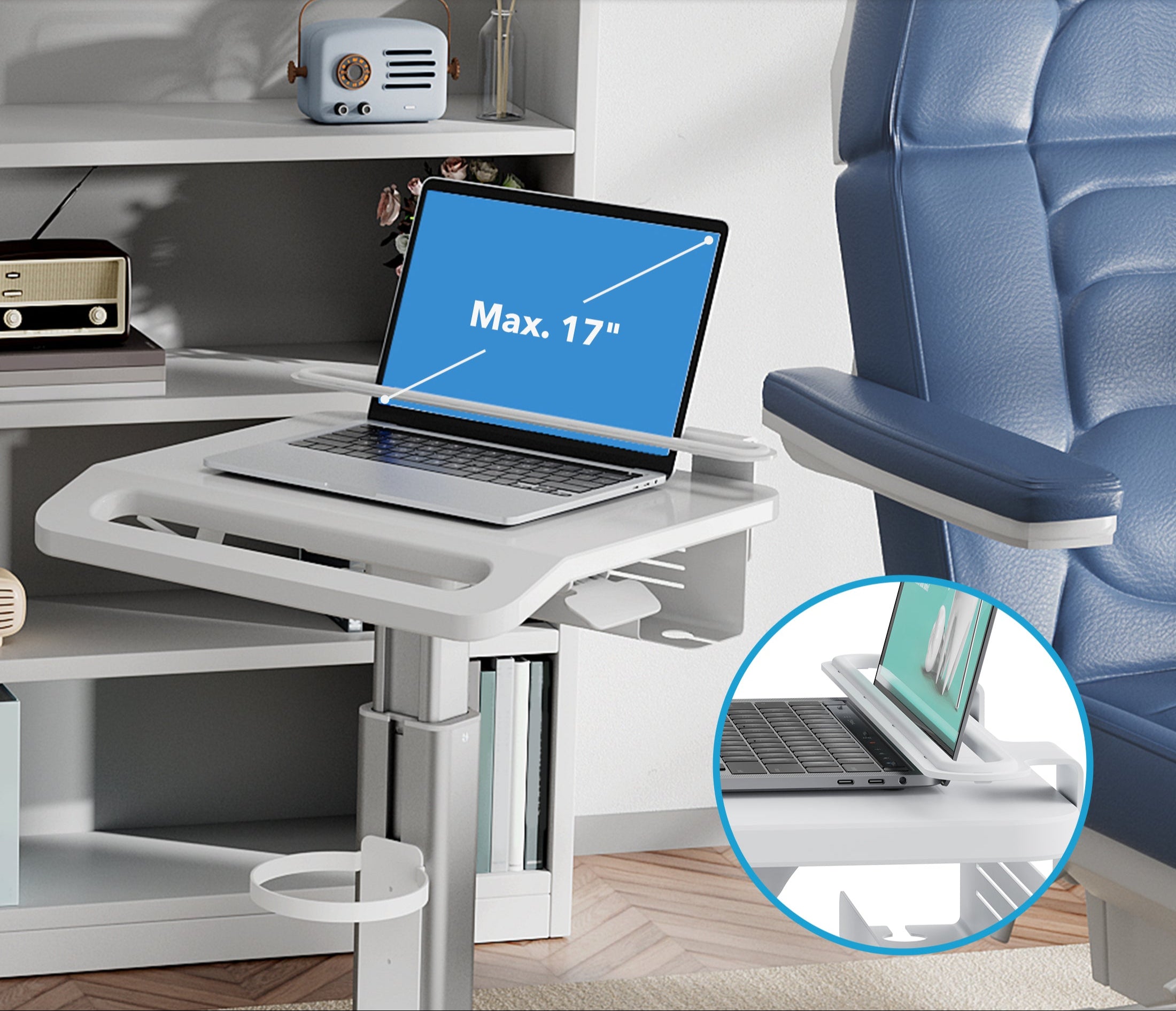 MedHub Height Adjustable Laptop Cart with Security Bar