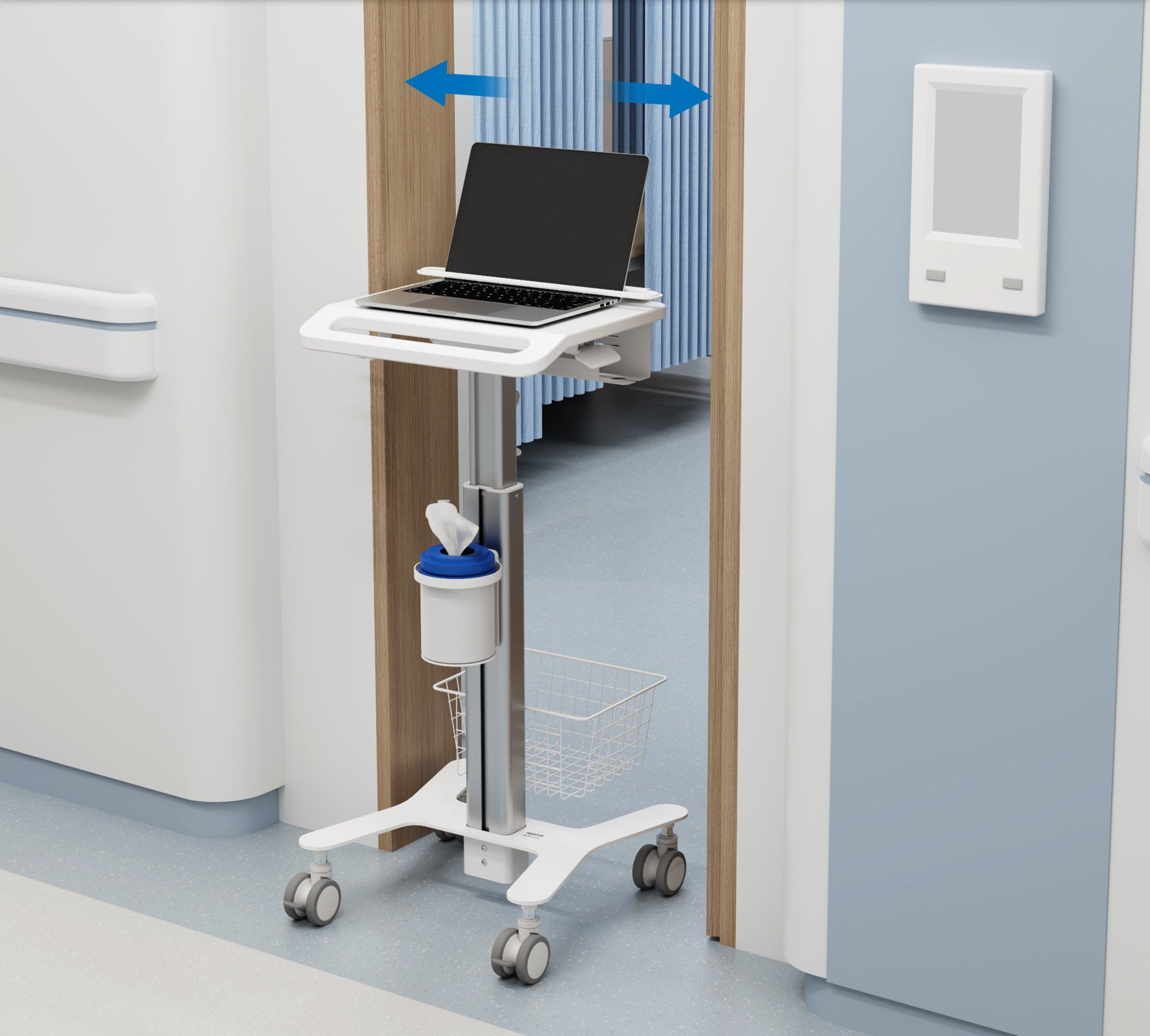 MedHub Height Adjustable Laptop Cart with Security Bar
