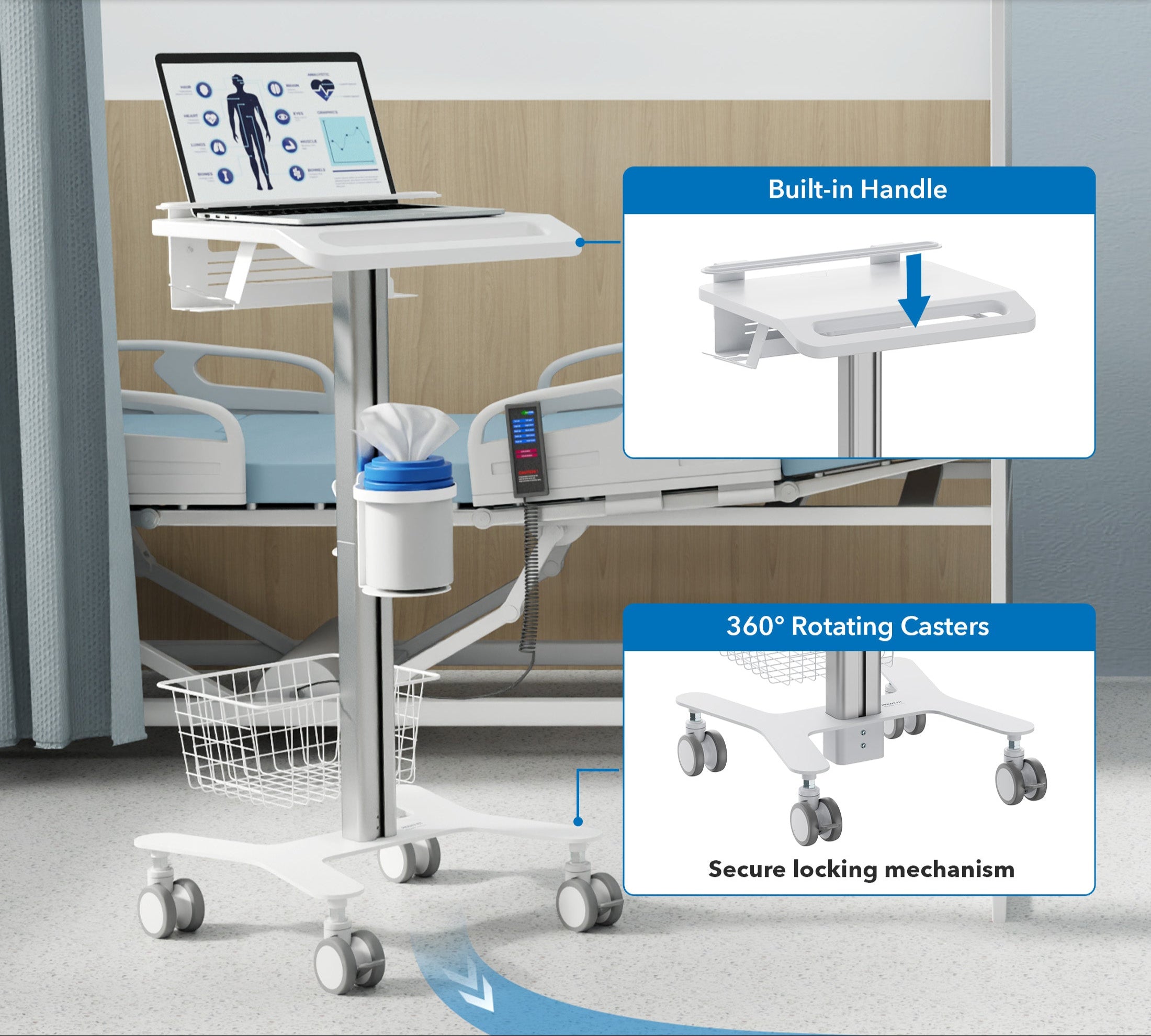 Medhub Laptop Cart with Security Bar