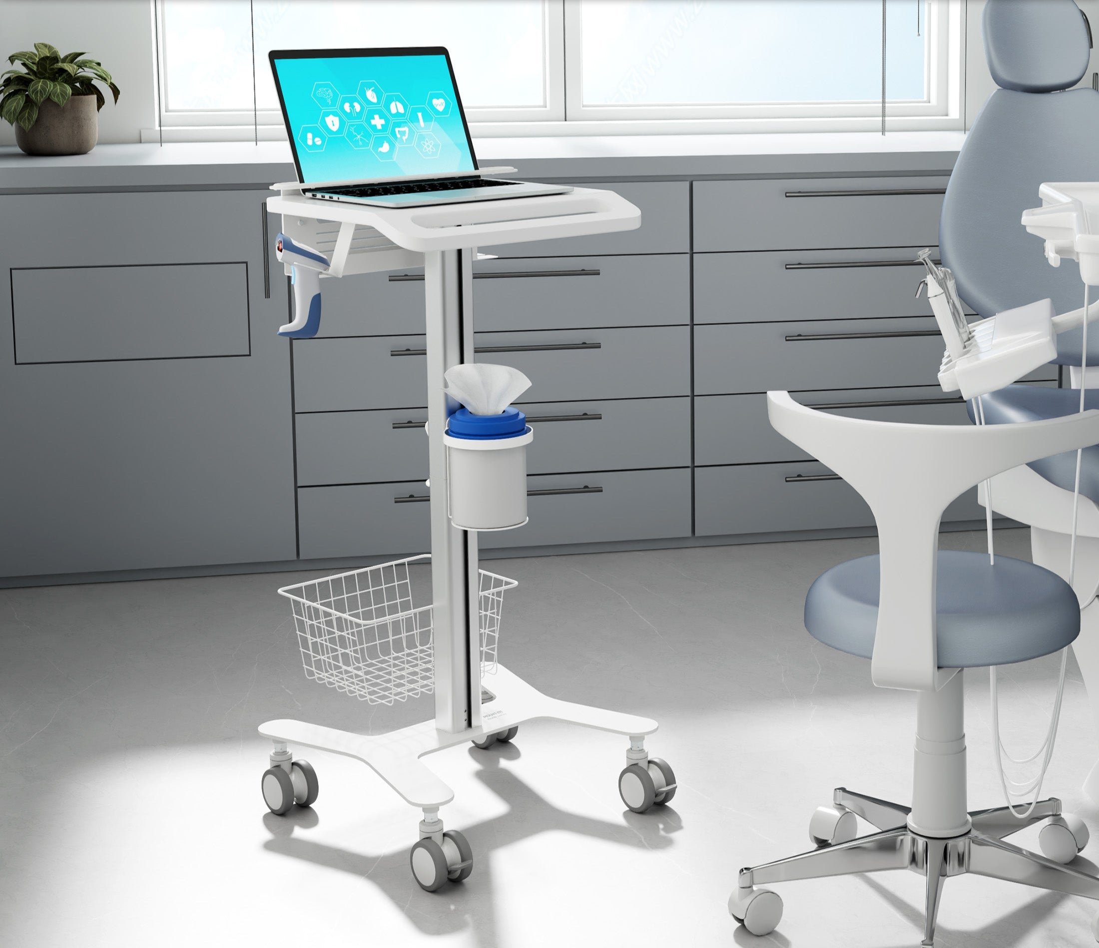 Medhub Laptop Cart with Security Bar
