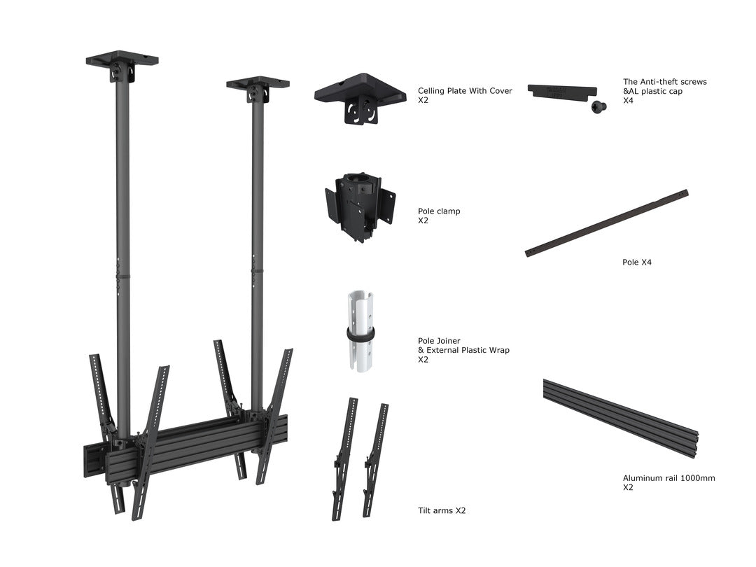 Dual-Screen Heavy-Duty Ceiling Mount (back-to-back)