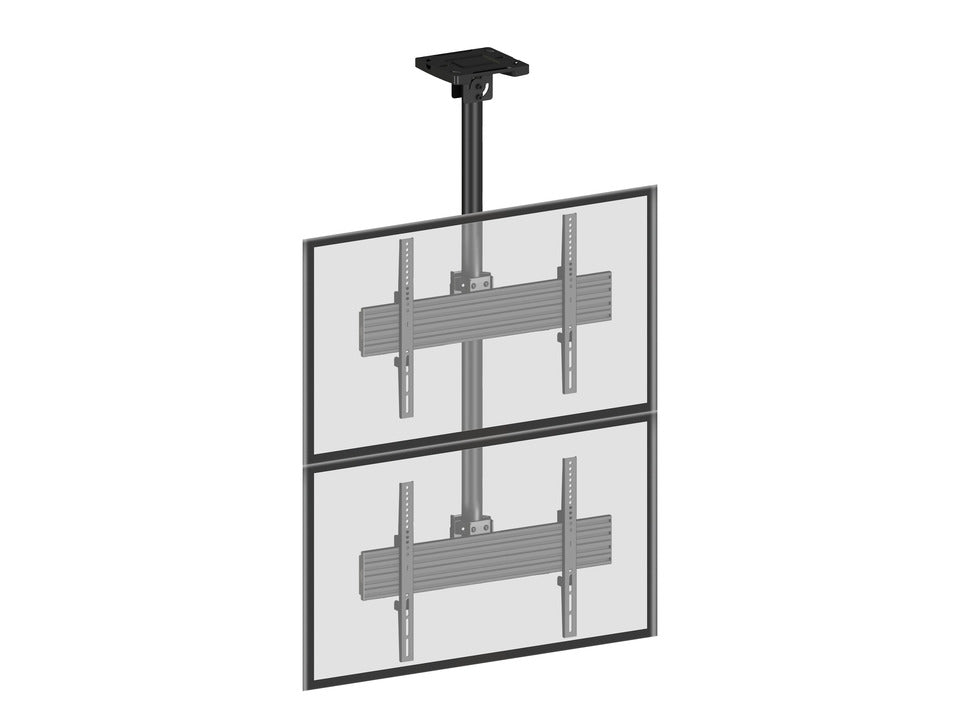 Dual-Screen Single Pole Landscape Ceiling Mount (top-to-bottom)