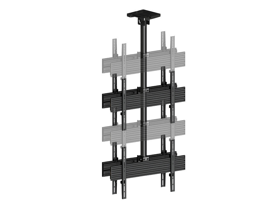 Quad-Screen Single Pole Ceiling Mount (Top-to-Bottom, Back-to-Back)