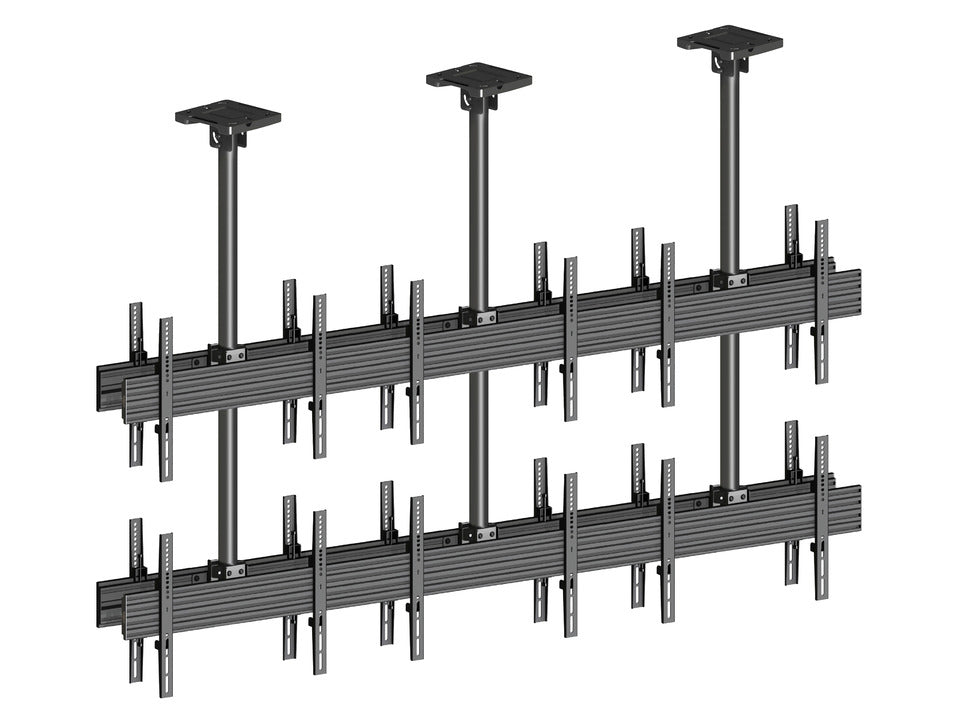 Twelve-Screen Three-Pole Ceiling Mount (2 Top-to-Bottom, 3 Back-to-Back)
