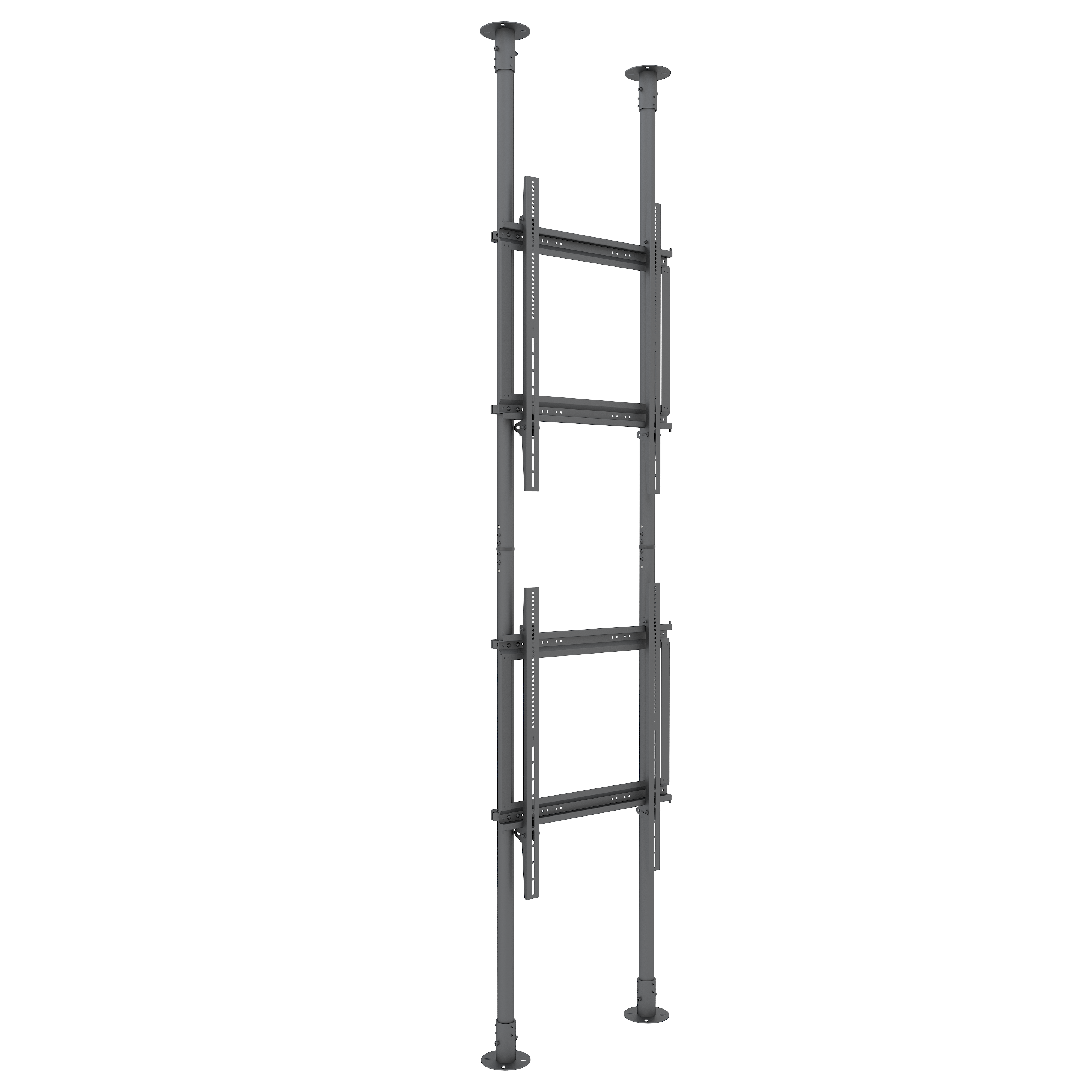Dual-Screen Dual-Pole Heavy-Duty Floor-to-Ceiling Mount (top to bottom, portrait)
