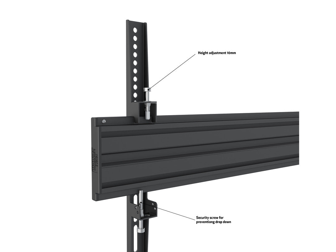 Dual-Screen Video Conference Mount System with Camera and Codec/Soundbar Shelves (up to 90" screens)